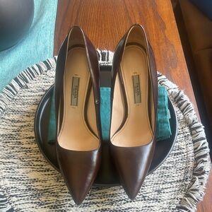 Prada Brown Leather Pointy Heels